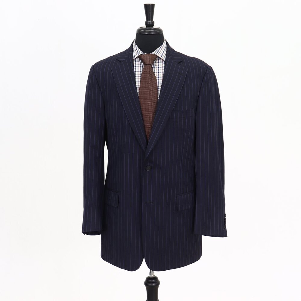 Paul Stuart 41L Navy Striped 2-Button Blazer Suit Jacket G437